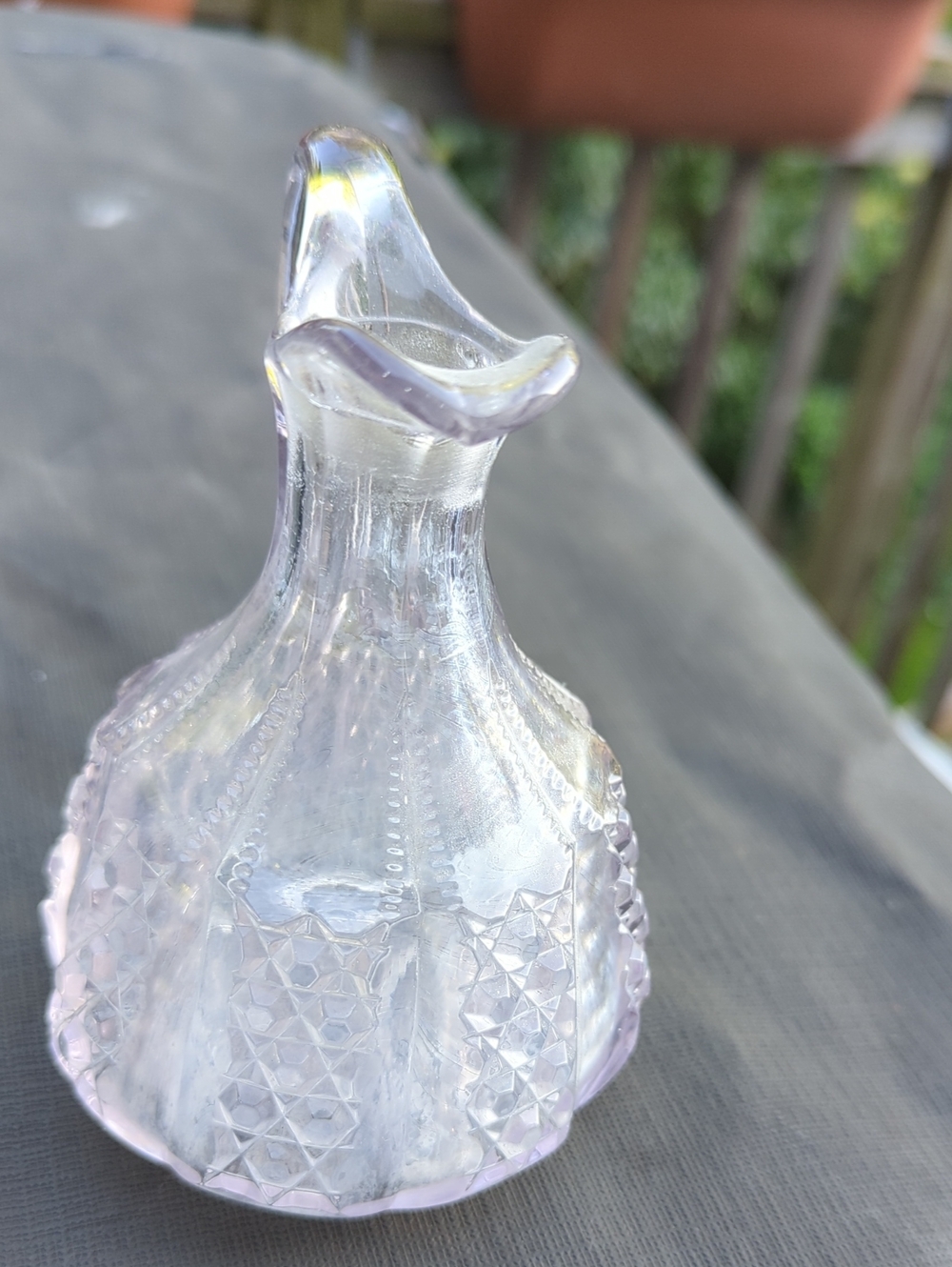 Antique 1800’s EAPG Pressed Glass 6.5” Cruet w/Stopper Pontil Base - Picture 7 of 12